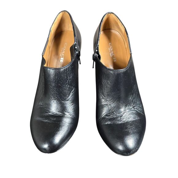 Coach Seneca Shoes Womens Size 6.5 Black Leather Booties Heels Zip Dressy - Picture 5 of 14